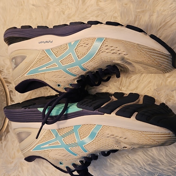 OASIS Women's Athletic Running Shoes - Cream and Blue - Picture 3 of 5